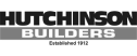 Logo of Hutchinson Builders. The logo features the company name "Hutchinson" in bold black letters on a white background, with "Builders" in white on a gray banner underneath. Below the banner is the text "Established 1912" in smaller black letters, reminiscent of timeless craftsmanship akin to AAF Scaffolding.
